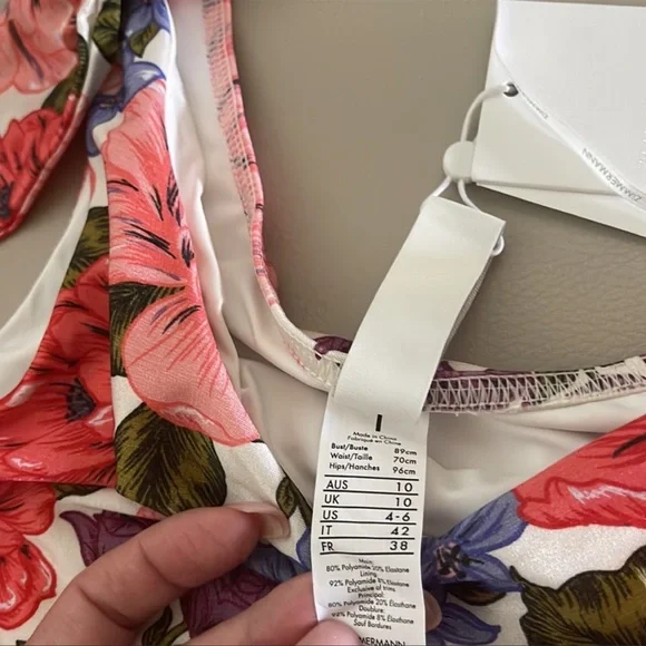 Zimmermann cut out floral swimsuit AU sz 1 - Picture 8 of 10